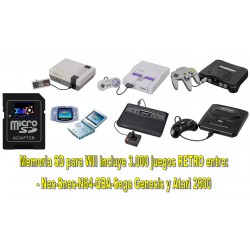 Memoria SD para WII con 3.000 Juegos RETRO (Nes-Snes-N64-Sega Genesis y Atari 2600
